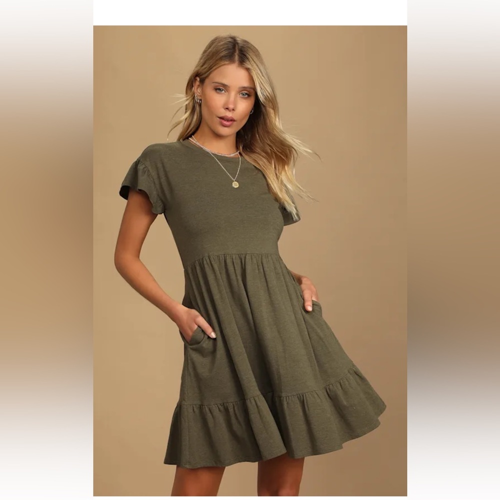 Lulu's Olive Green Mini Dress - Picture 2 of 3